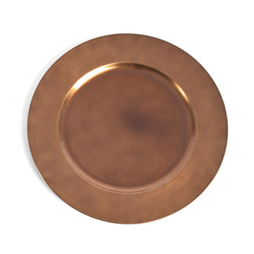 Classic Rustic Design Holiday Decorative Charger Plates 13" Round, Set of 4 (Copper)