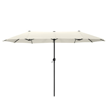 13 Ft Double-Sided Tw Umbrella, Outdoor Double Sided Market Patio Umbrella with Crank, Powerful UV Protective (Ivory)