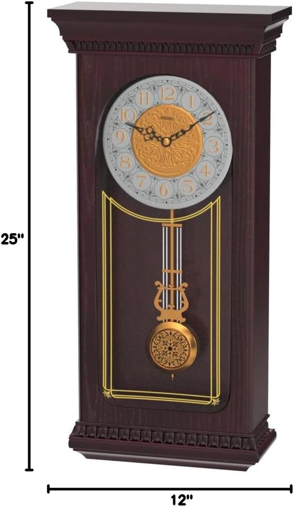 Mahogany Wall Clock with Pendulum and Chime