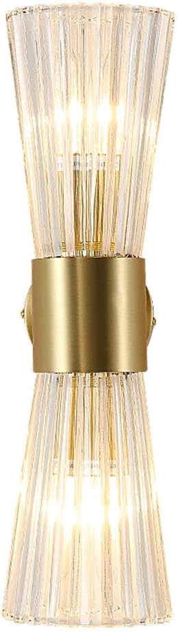 Mid-Century Modern Wall Lights with Crystal Glass Shade, 2-Light Glass Bathroom Vanitys Lights Gold Wall Sconces