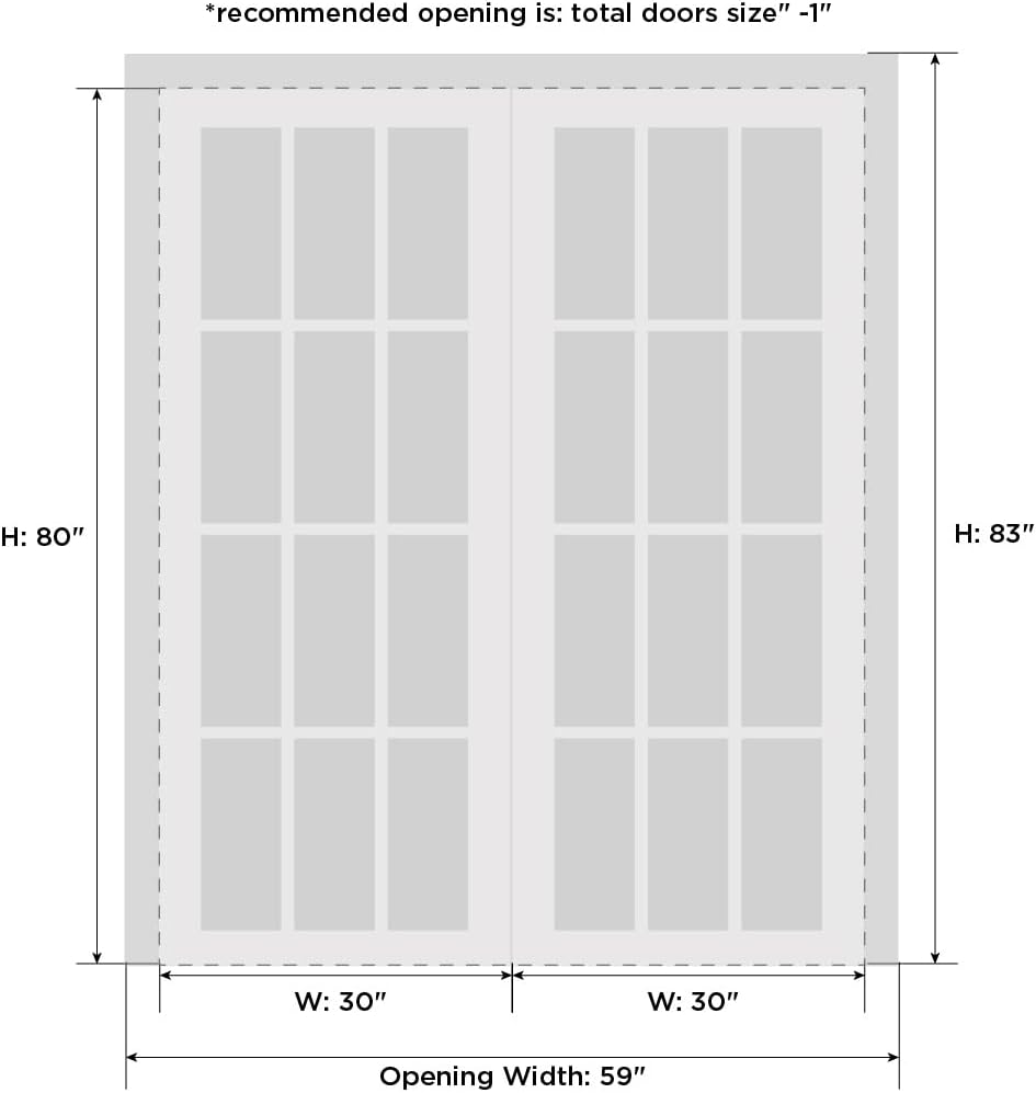 Sliding Closet Door SARTODOORS Quadro 4113 Bypass Interior Doors with Frosted Glass, MDF, 60x80, Whi