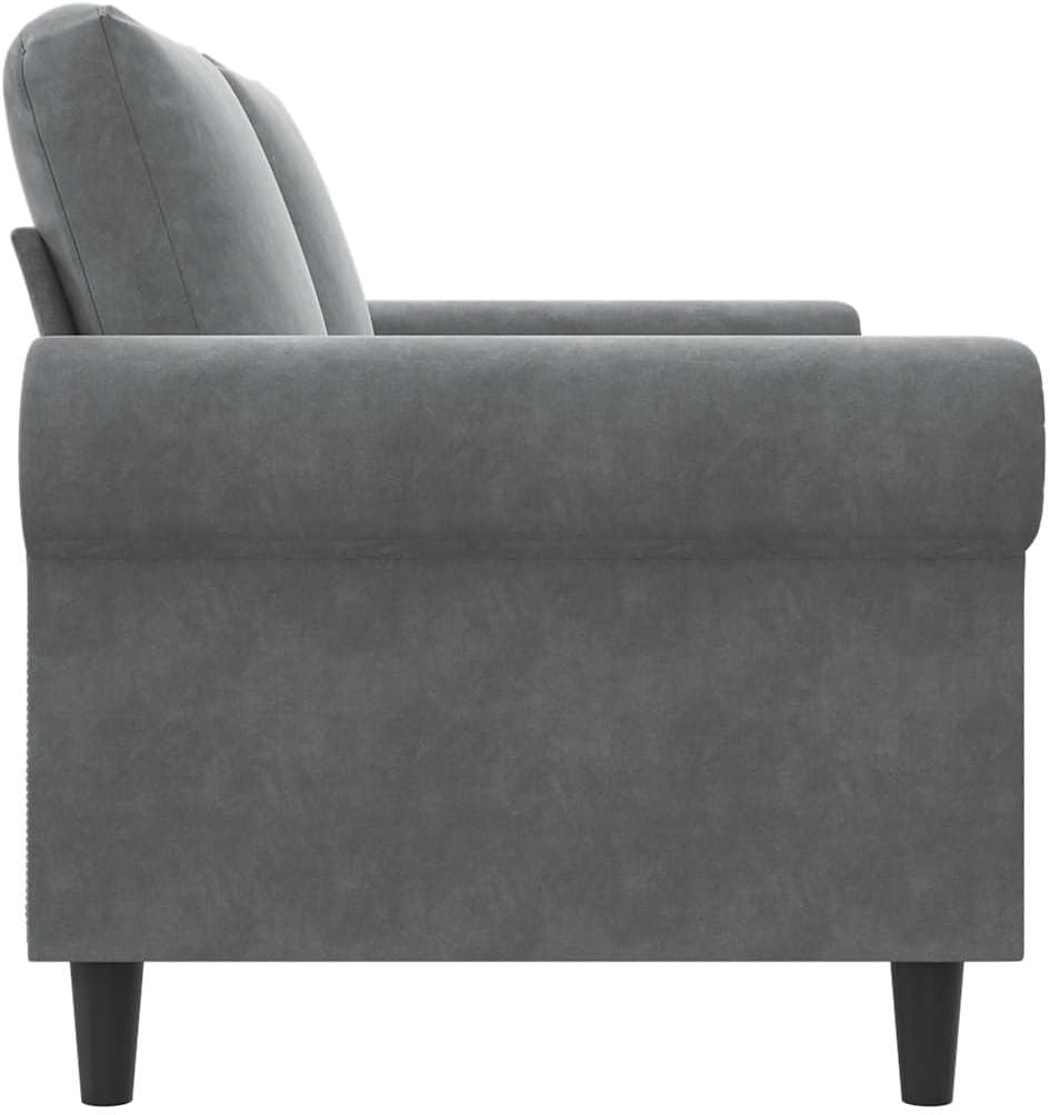 55.1 Inch Velvet 2-Seater Sofa Dark Gray , Small Couch with Metal Frame and Thick Padded Seats Armrests Back Pillows