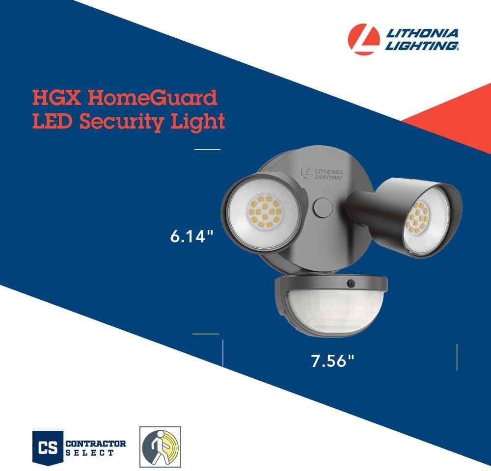 HomeGuard 2-Light LED Outdoor Flood Lights, Motion Sensor | Dark Bronze Motion Sensor Outdoor Lights with Dusk to