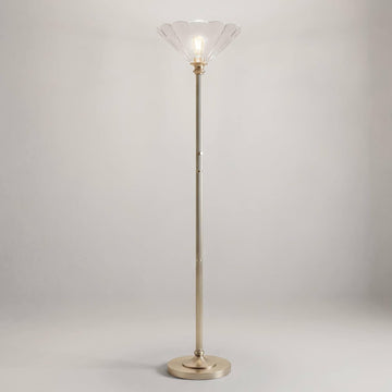 Harmony 72" High Antique Brass and Cast Glass Torchiere Floor Lamp
