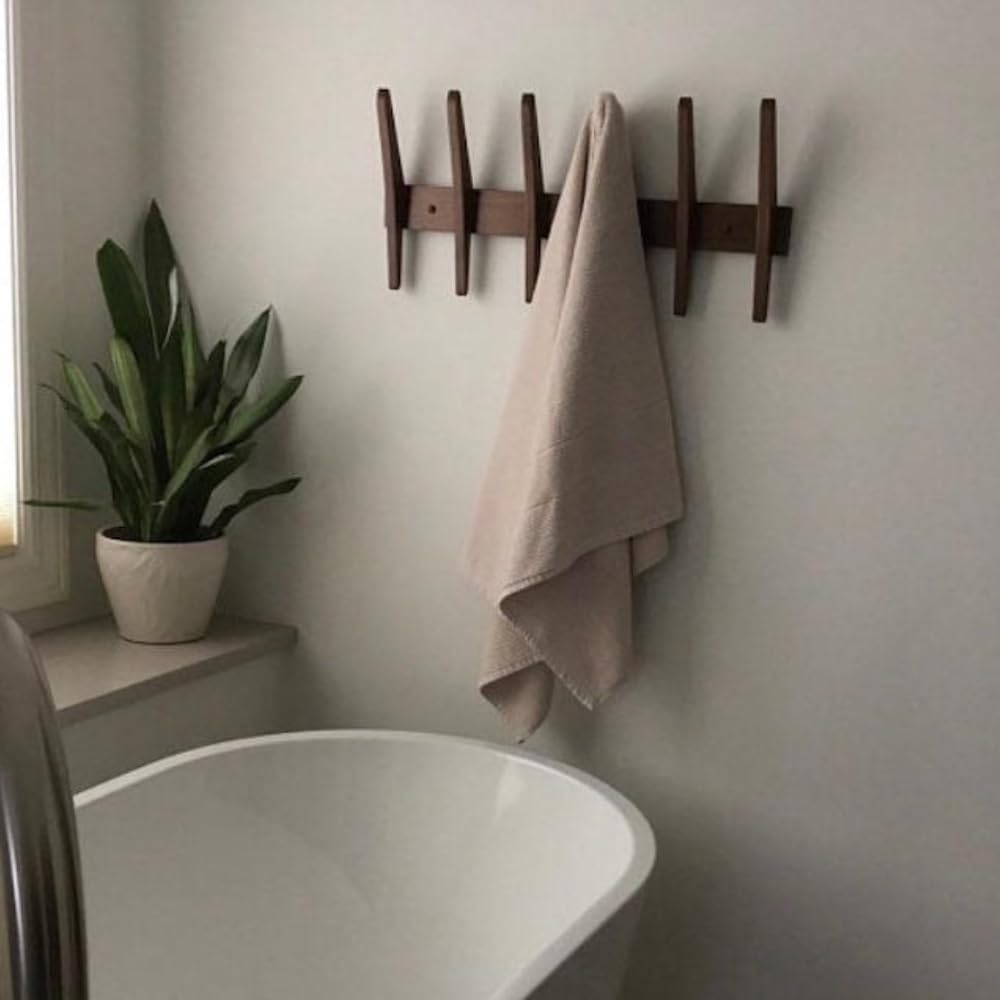 Solid Wood Wall Mounted Rack, Mid Century Modern Coat Rack , Coat Rack, 40 "W x 12 "H x 4 "D, Wall Mounted Rail