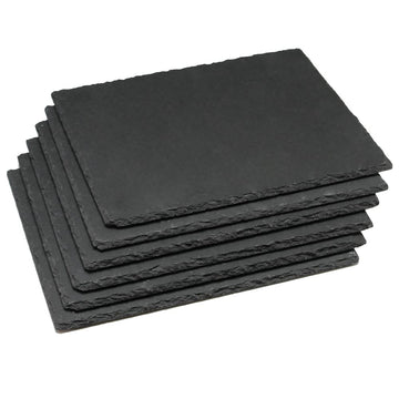 6 Pack 10 x 8 Inch Slate Cheese Board and Slate Charcuterie Boards - Individual Stone Plates for Cheese, Meat