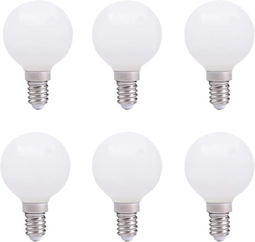 E12 3W LED Light Bulbs G50/G16.5 Globe Light Bulbs 30 Watt Equivalent Warm White 3000K E12 Candelabra Base Glass - Set of 6
