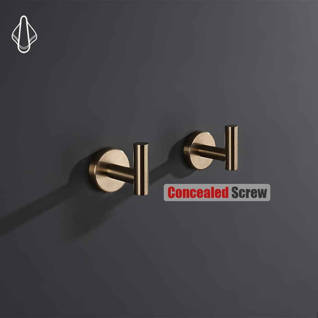 Bathroom Hardware Set Champagne Bronze, 5-Piece Bath Accessories Set Wall Mount Includes 24 in Towel Bar, 7 in Towel