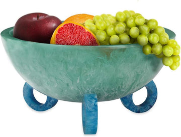 Fruit Bowl Counter, 9" Resin Decorative Bowl, Centerpiece Table Decorations, Fruit Basket for Coffee Table Décor