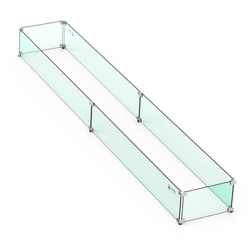 Fire Pit Tempered Glass Wind Guard, 78" x 11"