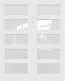 60'' x 80'' (Double 30"x80") 5-Lite French Interior Tempered Frosted Glass Door Slabs for Bedroom Doors, Closet Door