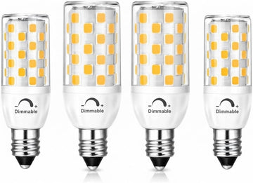 E11 LED Bulb Dimmable, 6W Equivalent 60W Halogen, 3000K Warm White, 4 Pack
