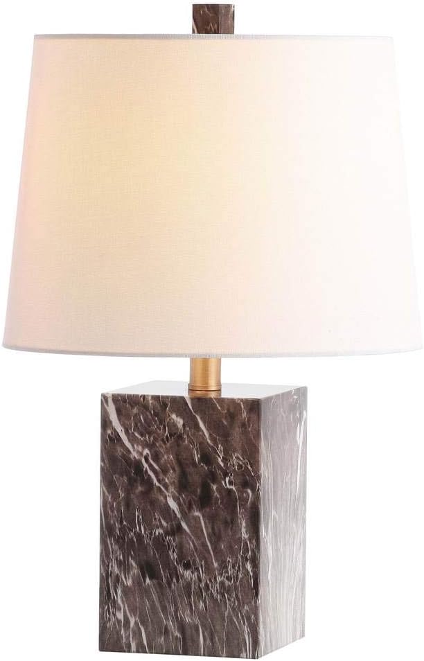 SAFAVIEH Lighting Collection Brett Brown Faux Marble 20-inch Bedroom Living Room Home Office Desk Ni