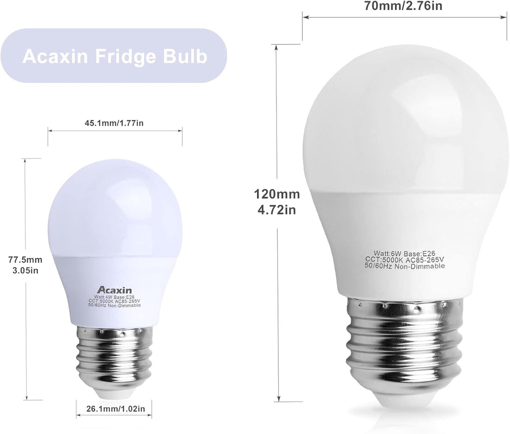 LED Refrigerator Light Bulb 4W 40Watt Equivalent, Waterproof Fridge Bulbs Replacement for Frigidaire, Freezer Bulb