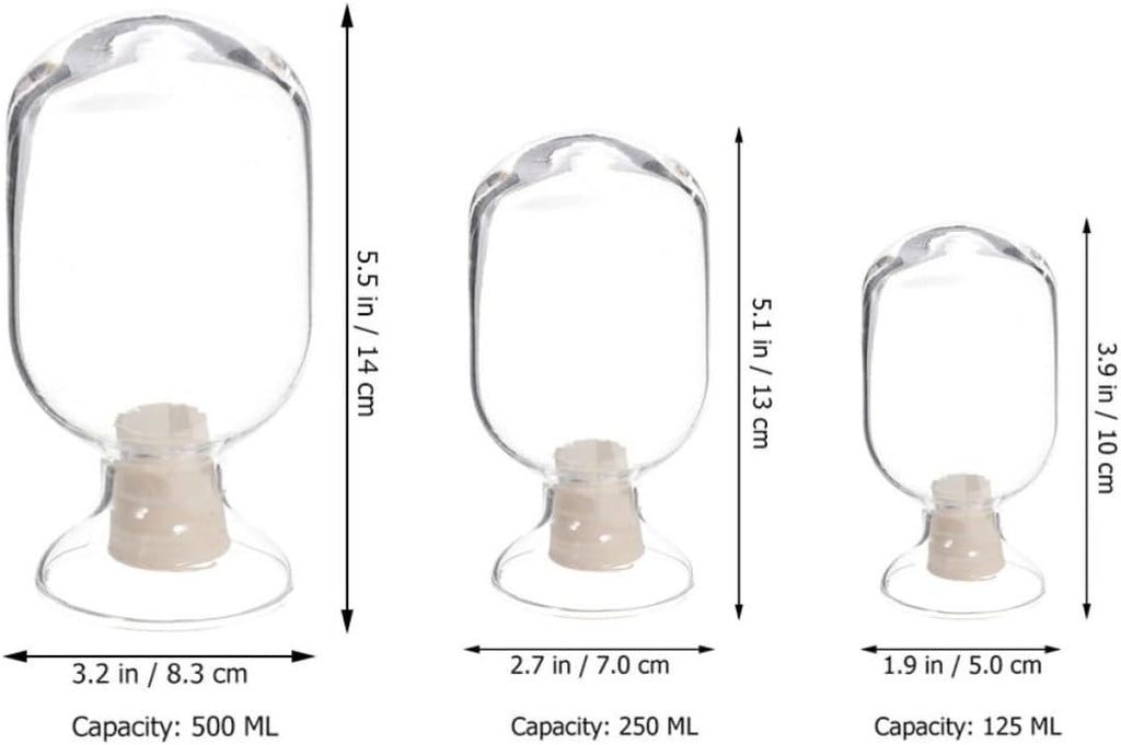 Glass Storage Bottles for Storing Decorative Matches with Lid Design and Displaying Small Items, Glass - Set of 3