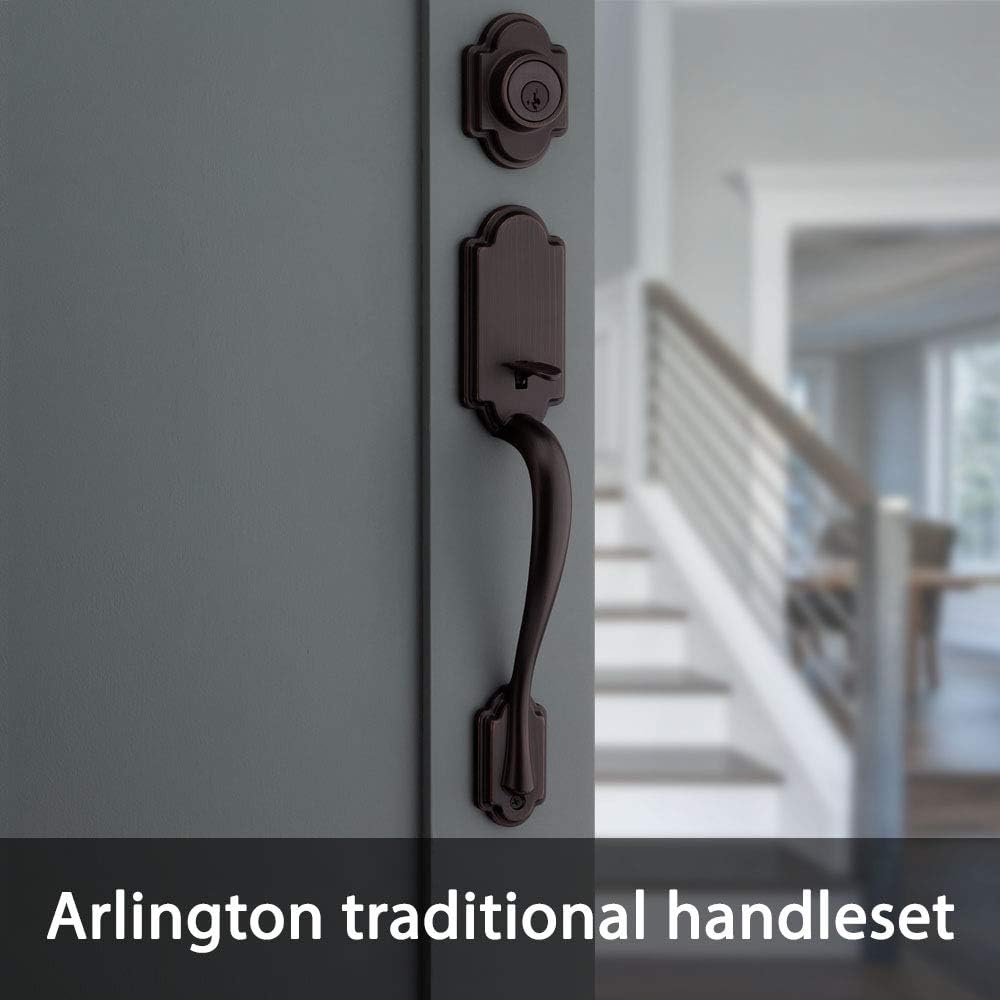 Arlington Front Door Lock Handle and Deadbolt Set, Entry Handleset Exterior with Interior Reversible Lever - Door Handleset