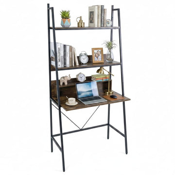 3-Tier Ladder Computer Desk, 71 Inch Modern Writing Desk with Storage Shelves, PC Laptop Workstation, Ladder Bookcase