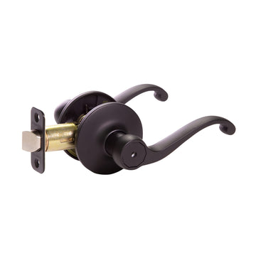 Scroll Privacy Door Lever, Matte Black