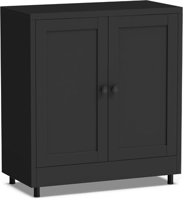 Metal Storage Cabinet with 2 Doors and Adjustable Shelf, Steel Sideboard Buffet Cabinet Hallway Entryway Kitchen