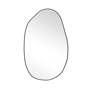 33.5×20.5 inches Irregular Wall, Asymmetrical, Large Vanity Mirror for Wall Decoration, Modern Wood Framed Bedroom