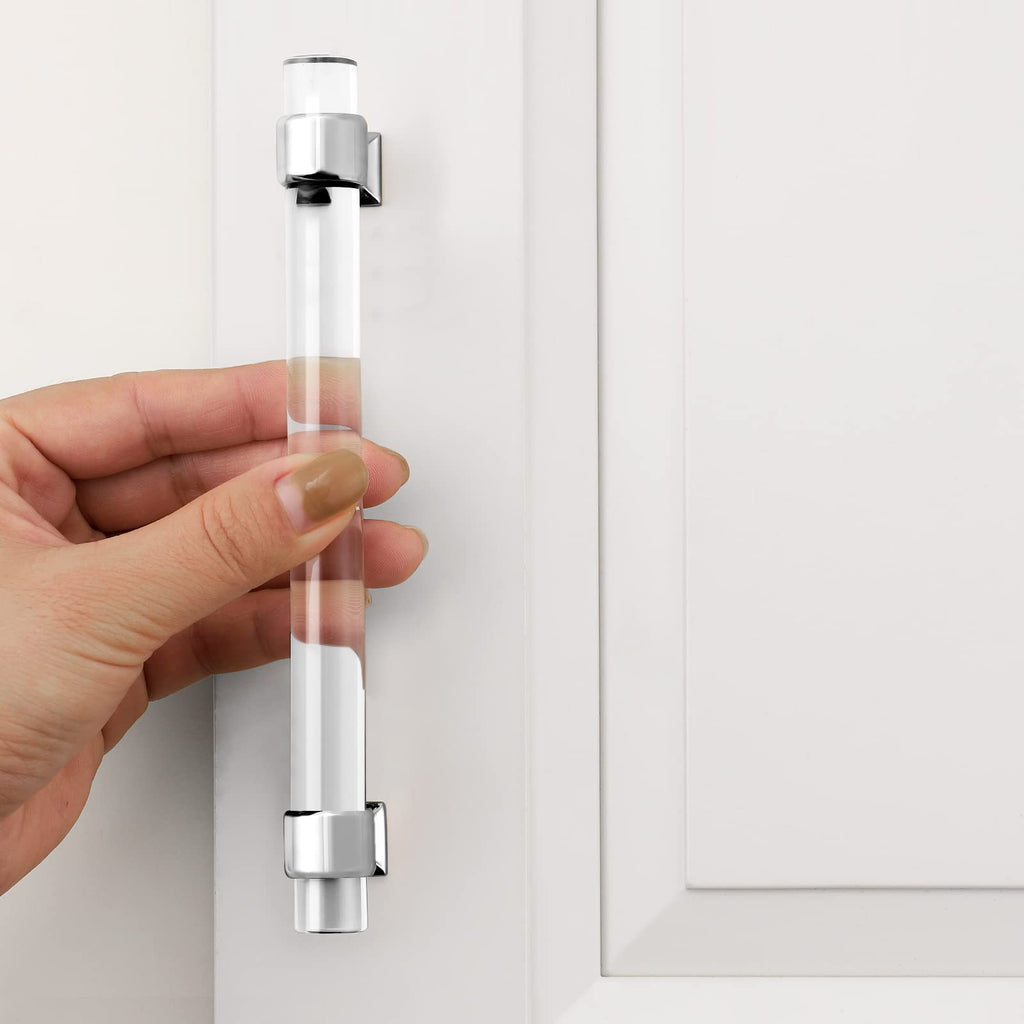 Acrylic Cabinet Handles & Pulls 5" Hole Centers Round 10 Pack