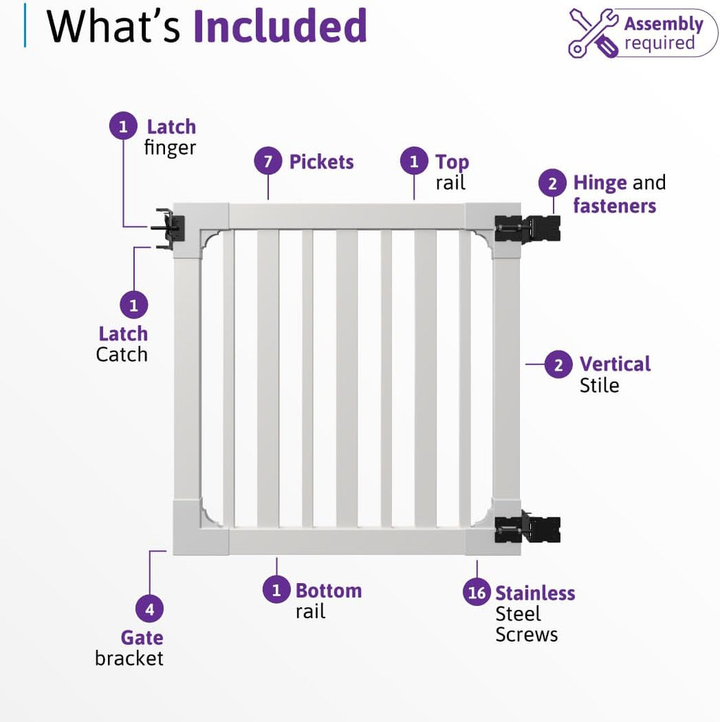 Sturbridge Gate Kit, White, 4ft H x 4ft W, 1 Gate