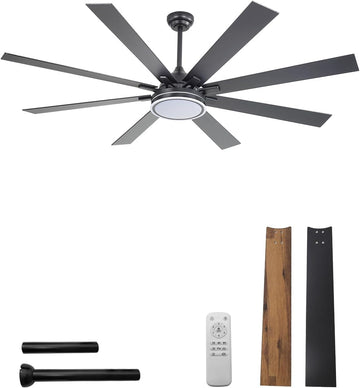 72 Inch Ceiling Fan with Lights and Remote - Large Indoor/Covered Outdoor Ceiling Fan & Covered Patio, Quiet DC Motor