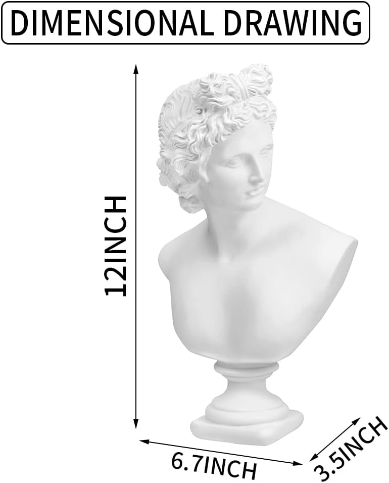 12.6in Greek Statue of Apollo, Classic Roman Bust Greek Mythology Sculpture Decor
