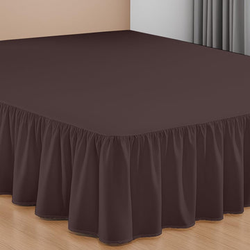 15 Inch Drop Ruffled Bed Skirt Queen - Classic Gathered Styling, Platform Style Dust Ruffle with Secure Fit, Split