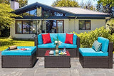 5-Piece Wicker Outdoor Patio Furniture Set | Brown All-Weather Resistant for Patio, Garden & Porch