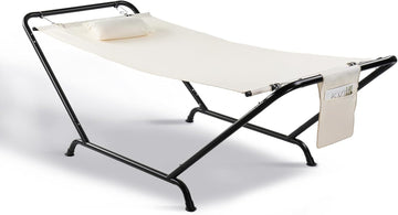 Iron Hammock with Stand, Hammock Stand with Double-Layer Oxford Cloth Hammock, Portable Heavy-Duty Hammock for