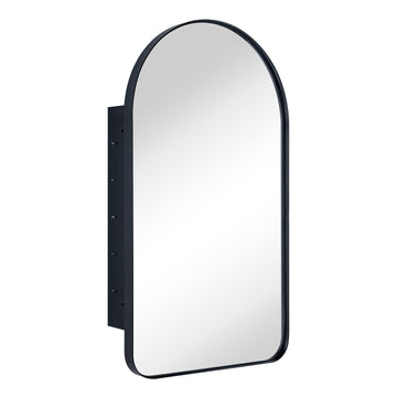 Matt Black Arched Recessed Bathroom Medicine Cabinet with Mirror Metal Framed Arch Vanity Cabinet with Mirros for