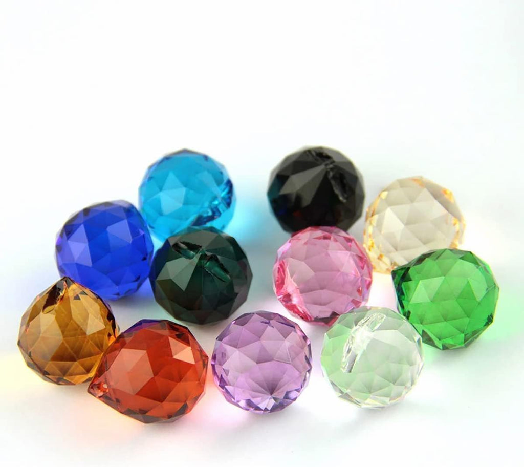 10pcs 40mm Crystal Suncatcher Prism Ball Rainbow Hanging Pendants Maker with Hole for Chandelier Feng Shui Window, Pink