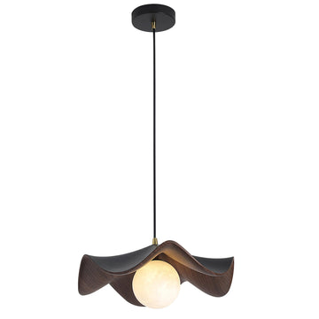 Nordic Creative Resin Lotus Leaf Chandelier Japanese Wave Linear Lamp G9 Wood Gra Lamp is Suitable for Country