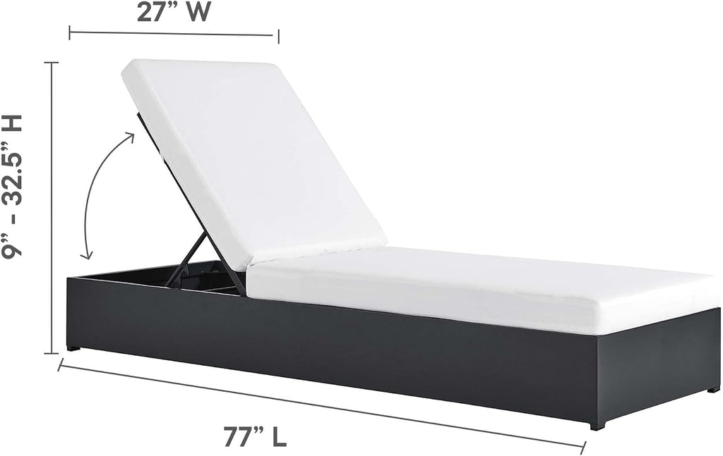 Aluminum Outdoor Chaise Lounge in Gray White with Weather-Resistant Cushions, Perfect Patio Sunbed or Recliner