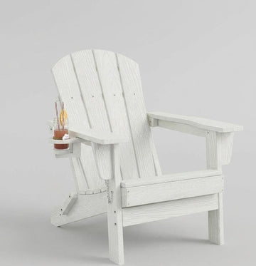 Folding Adirondack Chair, Weather Resistant HDPE Outdoor Patio Chair with Wood Grain Texture, Collapsible Durable &