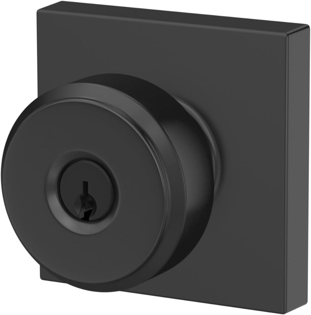 BWE 622 COL Bowery Door Knob with Collins Trim, Keyed Entry Lock, Matte Black
