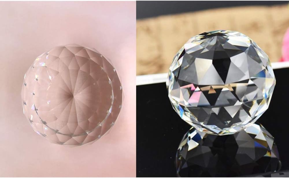 Clear Cut Crystal Sphere 50mm Faceted Gazing Glass Ball Suncatcher - Create a Prism of Light