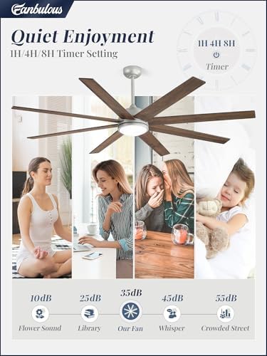 72" Ceiling Fan with LED Light and Remote - Silver Gray