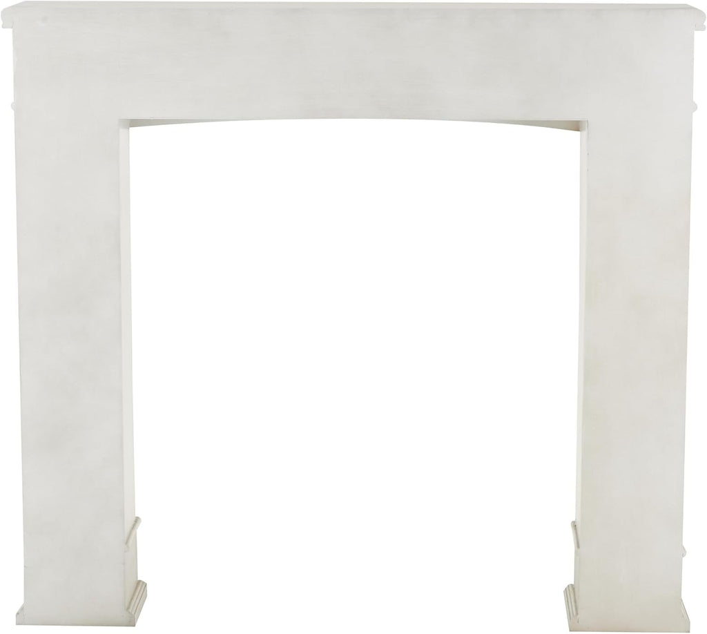 Wooden Fireplace Mantle Freestanding with Leaf Accents, 47" 9" 43", White