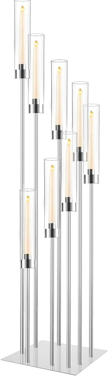 Floor Candelabra Tall 8 Arm Candle Holders, 45.3” Metal Candlestick for Taper Candles
