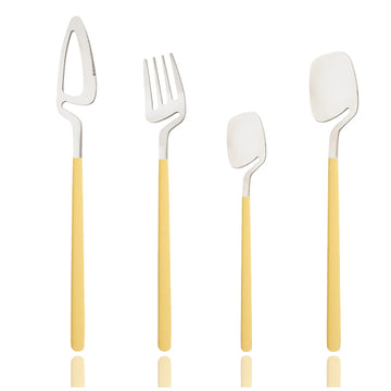 Hangable Silverware Set, Fresh Macaron Colors Flatware Cutlery Set Service for 2, Satin Finish 8 Piece Stainless