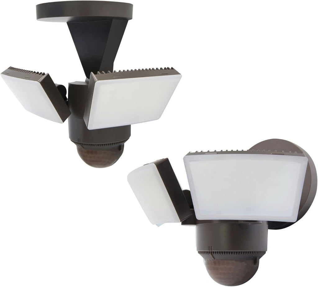 LED Outdoor Motion Sensor Security Floodlight - 1100 Lumens, 180° Detection, Weatherproof Design, Versatile Eave or
