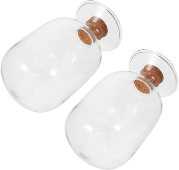 Glass Match Cloche Jar Vintage Inspired Decorative with Cork Lid - Set of 2
