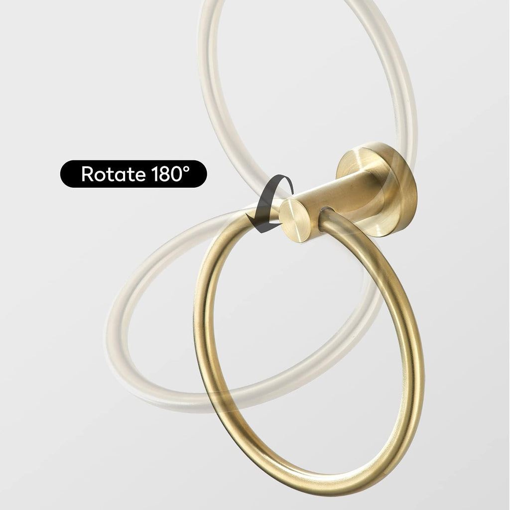 Gold Bathroom Hardware, Toilet Paper Holder Towel Ring and Robe Hook Brushed Gold Bathroom Accessories Set Wall Mount