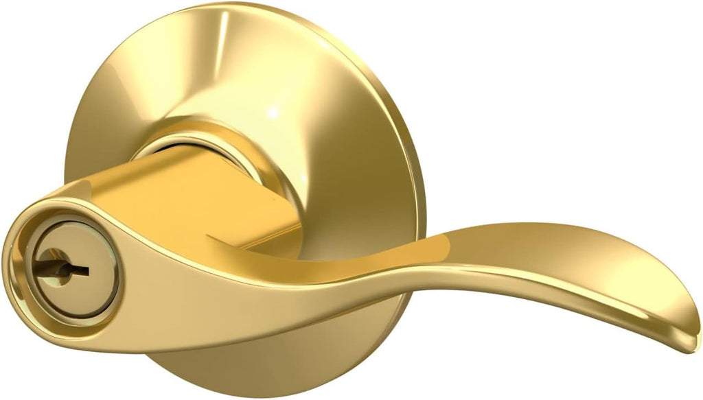 ACC 505 Accent Door Lever, Keyed Entry Lock, Bright Brass