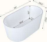 59 Inch Acrylic Freestanding Bathtub, Deep Soaking Tub with Non-Slip Base, cUPC Certified Free Standing Tub, Chrome