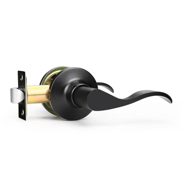 1 Pack Passage Door Levers Black Closet Door Handles Keyless Interior Door Handles with Lock Wave Passage Levers
