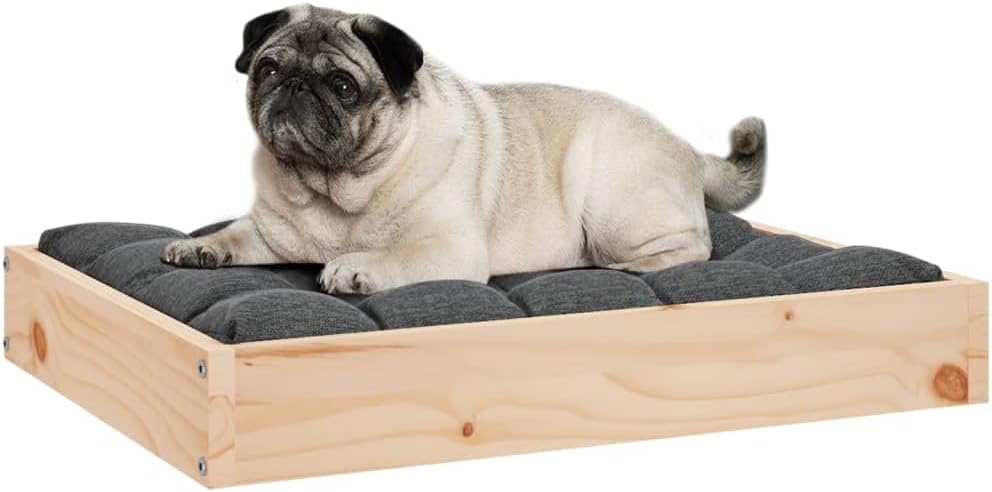 Solid Pine Wood Dog Bed Frame, 24.2 x 19.3 Inch Raised Pet Sofa