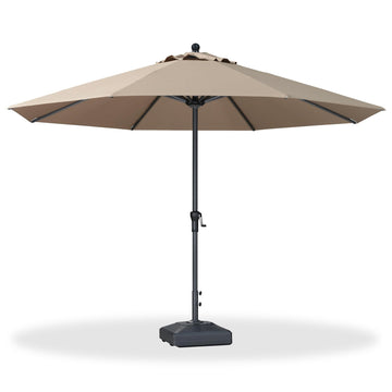 Outdoor Market Umbrella 11' Round Taupe Aluminum Frame 8 Ribs
